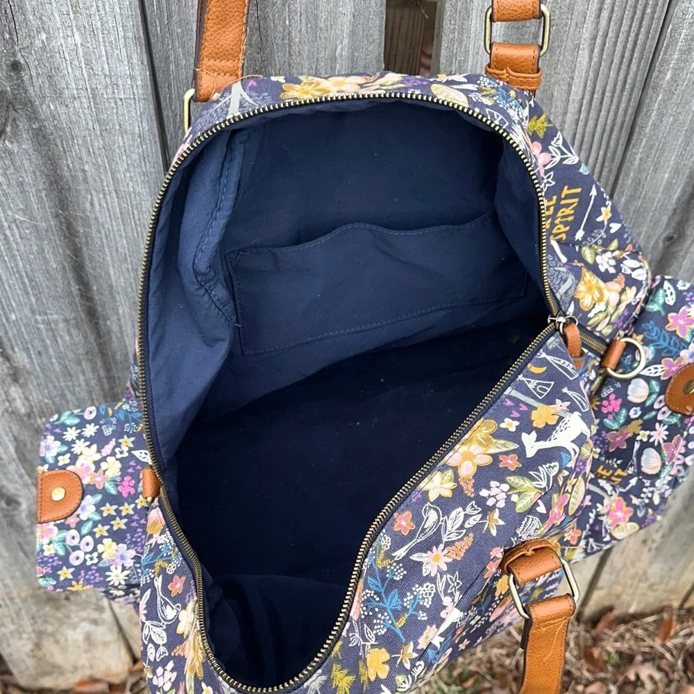Accessorize London Floral Baby Bag - Multicolor with Brown Accents canvas